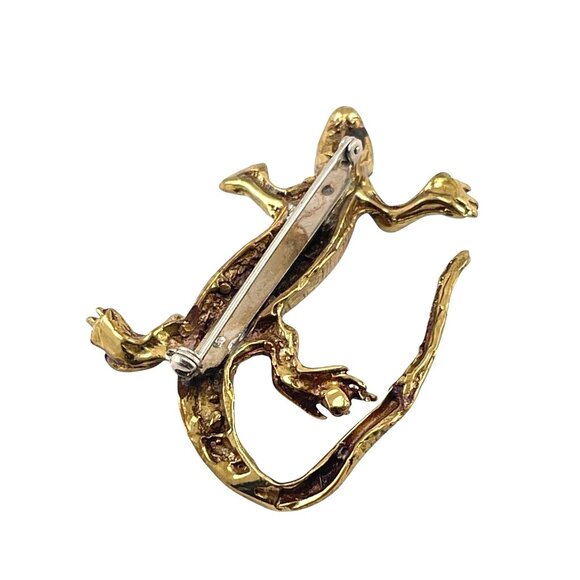 Gold-Toned Lizard Brooch Pin Jewelry Accessory - Picture 3 of 6